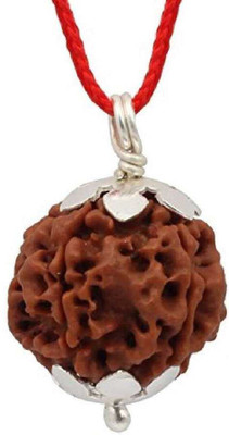 Ringry Kartikeya 6 Mukhi Rudraksha Pendant Original & Certified - Wooden Men & Women 830 Silver Wood, Brass Pendant