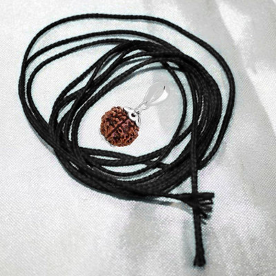 HAPPY CREATION Original 7 Mukhi Rudraksha with Pendant from Nepali Certified by Lab Silver Brass Pendant Set