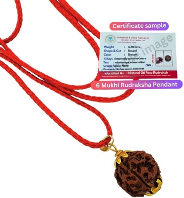 Radhika Collection Original nepali Rudraksha 6 Mukhi / six Face / 6 Face / chhah Mukhi Gold-plated Beads Brass, Wood Pendant Set