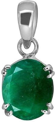 barmunda gems 5.25 Ratti Created Emerald Gemstone Panna Pendant Locket for Men and Women Emerald Metal