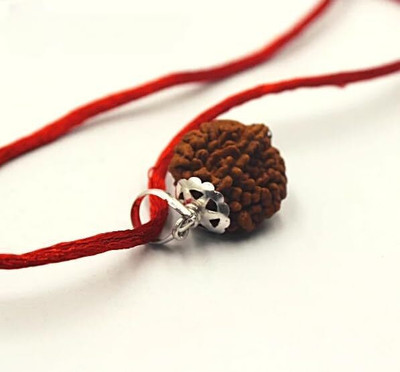 Beautum 2 Mukhi Rudraksha Two Face Rudraksha Original Nepali Bead Metal Cap Wood Pendant