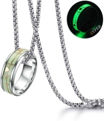 JS Enterprises Radium RIng Pendant for Men and Women Stylish Biker/Partywear Locket Stainless Steel Pendant