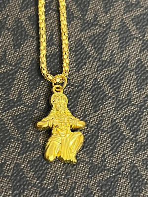 Malas Collection GOLDEN HANUMAN JI WITH GOLDEN CHAIN (PACK OF 1) Metal Locket Set