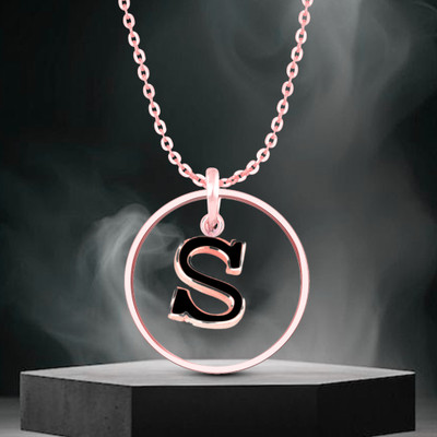 sk jewels Stylish Rose Gold Circle Pendant with Bold 'S' Initial Elegant Jewelry Pendant Gold-plated Brass Pendant