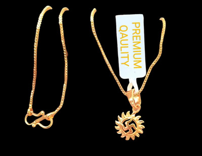 DIVS FASHION PENDANT WITH BOX CHAIN Gold-plated Brass Pendant Set