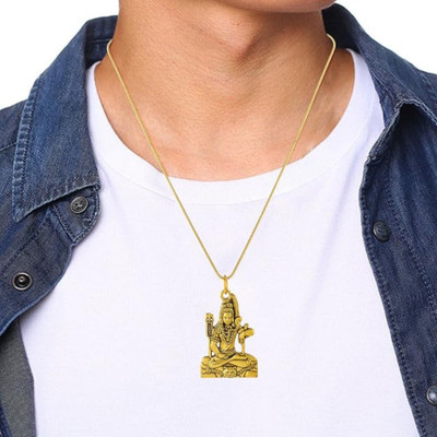 ANVIKA Oxidized Gold Plated Mahadev Spiritual Pendant Chain For Men Boys Gold-plated Brass Locket