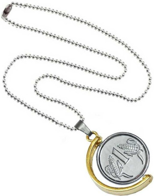 Whitechimes One Rupees Coin/Sikka Locket Pendant Necklace With Chain Gold-plated Silver Stainless Steel Locket