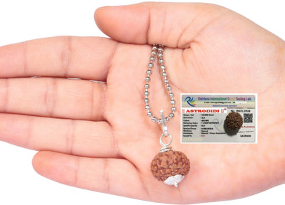 Astrodidi 7 Mukhi Rudraksha Certified Original Pendant | Seven Face Rudraksha with Lab Silver Wood Pendant