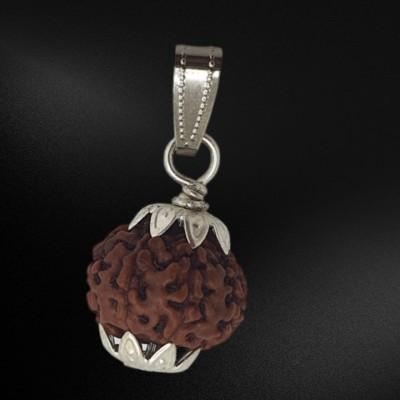 Fine Creation 7 Mukhi 7 Faced Nepali Rudraksha Pendant For Unisex Both for Men & Women Silver Wood Locket