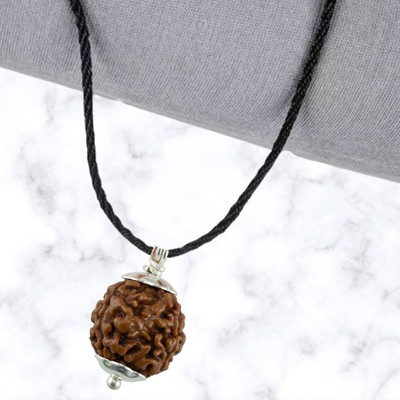 Fine Creation Certified Natural 3 Mukhi Rudraksha/Three Mukhi Pendant Silver Wood Pendant