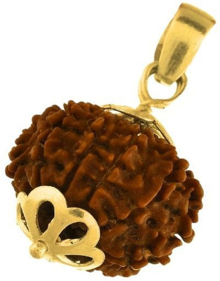 HAPPY CREATION 7 Mukhi rudraksha / 7 Face Rudraksha Pendant Nepali For Men and Women Gold-plated Brass Locket Set