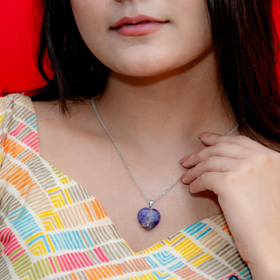 Zenn Aura Amethyst Heart Pendant | Love & Spiritual Growth Crystal Pendant