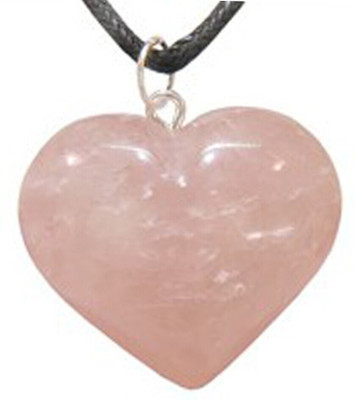 EXCEL Pink Rose Quartz Heart Shaped Moonstone, Crystal Stone Pendant