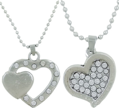 Trinkets Two Heart Design Pendant Rhodium Stainless Steel Locket