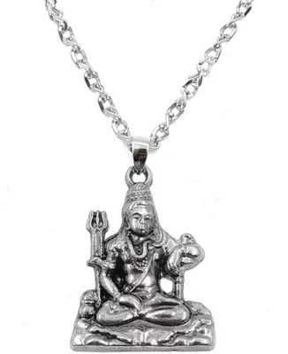 zebisco silver plated shiv ji mahadev bholenath ji locket Silver Stainless Steel, Steel Locket Set