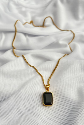 veyra Gold Plated Black Pendant Necklace for Women & Men Gold-plated Brass Pendant Set