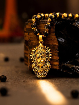 Astrodaddy ASTRODADDY,Origianl Karungali Mala With Hanuman Ji Locket With Certification Alloy Pendant Set