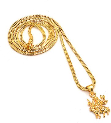 Jewar Mandi JewarHaat Pendant Maa Durga Shero Wali Mata Ji Locket Chain Gold Plated Jewelry Gold-plated Brass Locket