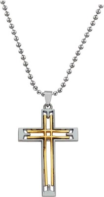 Sullery Christmas Gift Lord Holy Jesus Christ Crucifix Cross Locket With Chain Rhodium Stainless Steel Pendant Set