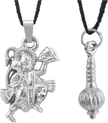 Jagsun Lord Hanuman Gada Combo Rhodium Alloy Pendant