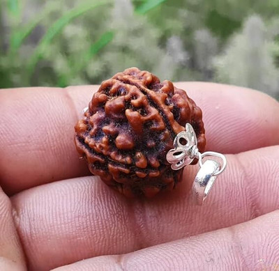 Khushal ENTERPRISE Nepali 4 Mukhi Rudraksha Four Face Rudraksha Metal Capped Wood Pendant