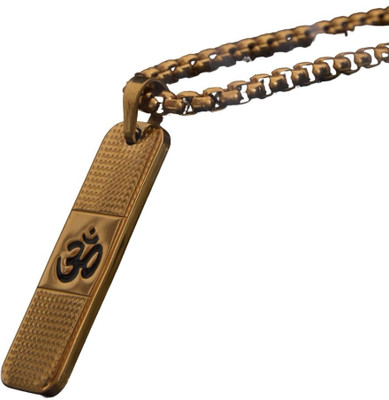 Radhika Collection Most Demanded Bhagwan Sri Shiv Trishul OM Dotted Locket Pendant With Chain Gold-plated Brass, Alloy Pendant Set