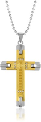 MissMister Stainless Steel Cross Crucifix Christian pendant Silver, Gold-plated Cubic Zirconia Stainless Steel Pendant