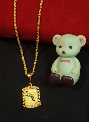 Vitthalesh VITTHALESH SQUARE & CHANDRAMUKHI Gold-plated Diamond Alloy Pendant Set