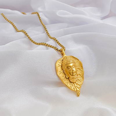 Gift Nest Elegant Gold Plated Gautam Buddha Pendant with gold chain for Men and Boys Gold-plated Stainless Steel Pendant Set