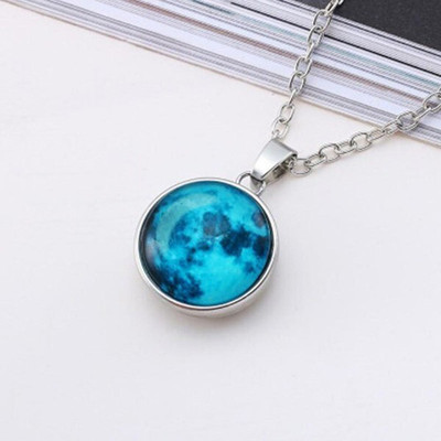 Diivine Hindu Glow in the Dark Moon for Men and Women Radium Platinum Alloy Pendant Rhodium Alloy Pendant Set