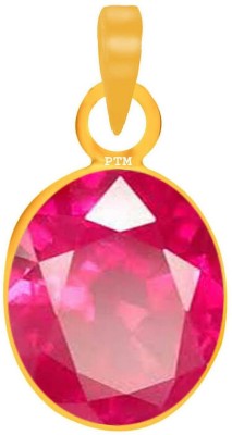 PTM Ruby (Manik) 7.25 Ratti or 6.5 Ct Gemstone Panchdhatu (5 Metal) Men & Women Gold-plated Alloy Pendant