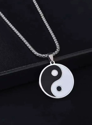 KURMASHOP Yin Yang Pendant with Box Chain | Unisex Stainless Steel Necklace Silver Stainless Steel Pendant Set