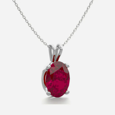 Ceylonmine01 Pendant for Women Elegant Classic Mimic Ruby Ideal for Party & Festive Looks Silver Ruby Stone Pendant