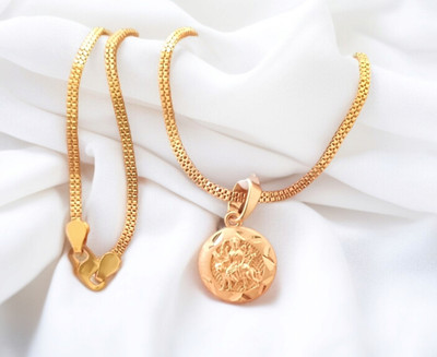 SAPNAPALACE DURGA MAA GOLD PENDANT WITH CHAIN Gold-plated Brass Pendant