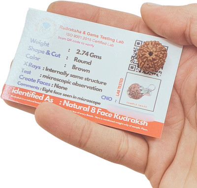 House Spiritual ENTERPRISE aath Mukhi / eight Faced Rudraksha - Lab Certified Wood Pendant