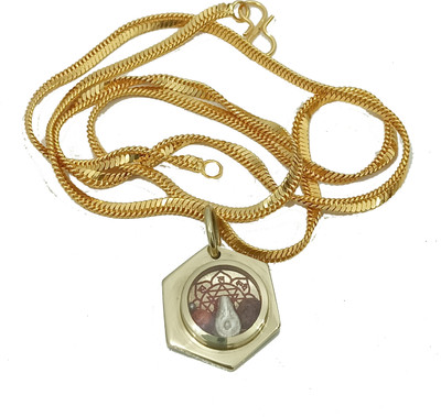 R G MART Ashtadhatu Shriyantra Silver Shank Double Rudraksha Jadit Gold-plated Brass Locket Set