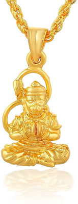 morir Gold Plated Brass Kirtan Lord Hanuman Bajrang Bali Image Pendant Locket Gold-plated Brass Pendant