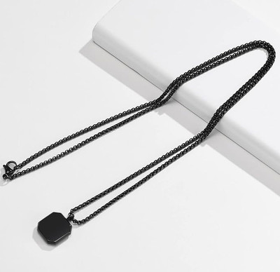 Teeragaj C 436_new_JSE-black cube pure_564 Black Silver Stone Pendant Set