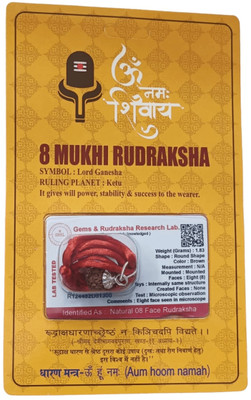 Kesar Zems 8 Face Natural Indonisa Rudraksh with Silver caping and lab Tested certficate Wood