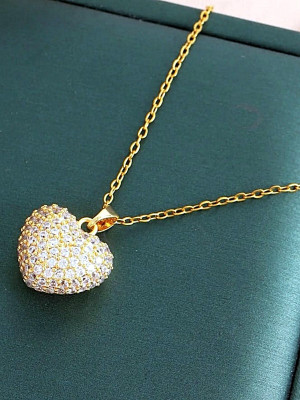 V FASHION JEWELLERY Gold-plated Cubic Zirconia Stainless Steel Pendant Set