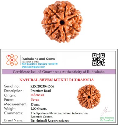 dr. shrimali & astro science Guaranteed Original 7 Mukhi Rudraksha With Certificate Wood Pendant