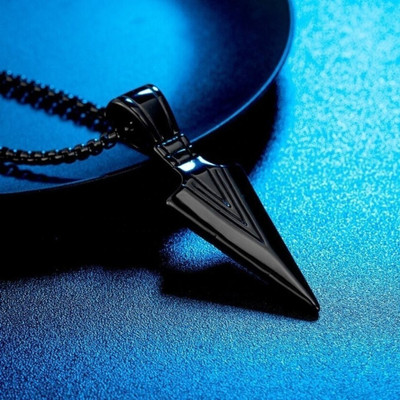 m a enterprises F 814_RR JSE-mur blk arrow Rhodium Stone Pendant Set