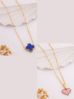 Dressberry Elegant Pack of 2 Necklace Chains – Must-Have Collection Gold-plated Brass Pendant Set