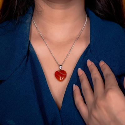 Zenn Aura Carnelian Heart Pendant | Heart of Passion Crystal Pendant