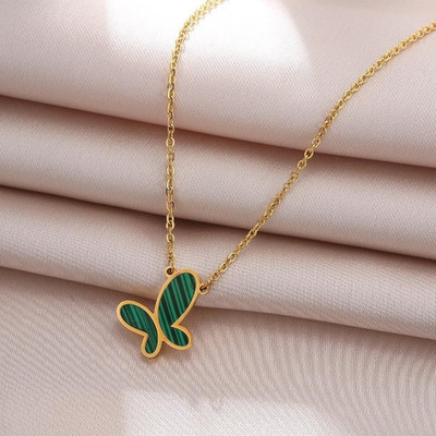 MYKI Green Butterfly Pendant For Women & Girls Gold-plated Cubic Zirconia Stainless Steel Pendant