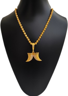 Jemeefly Double nail nor puligoru pandent with Chandramukhi chain for Mens and Boys. Gold-plated Alloy Pendant Set