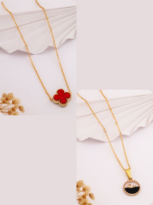 Dressberry Elegant Pack of 2 Necklace Chains – Must-Have Collection Gold-plated Brass Pendant Set