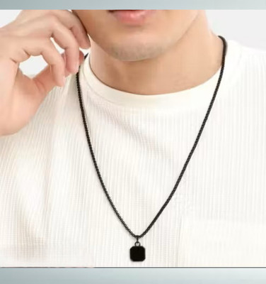 Fab Creations for Men and Women Rhodium Steel Square Pendant__F75 Rhodium Alloy Pendant Set