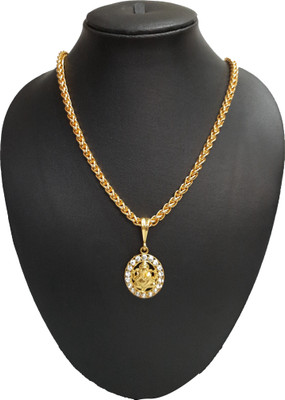 Vitthalesh vitthalesh Ganesh Round Diamond & JAYPURI chain Cubic Zirconia Gold-plated Plated Alloy Chain Set