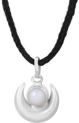 Zumrut Silver Plated White Pearl Half Moon Shape Pendant (Only 1 Pendant) Silver Brass Pendant